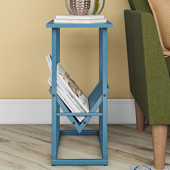 Rockingham Wooden Side Table With Magazine Rack In Blue