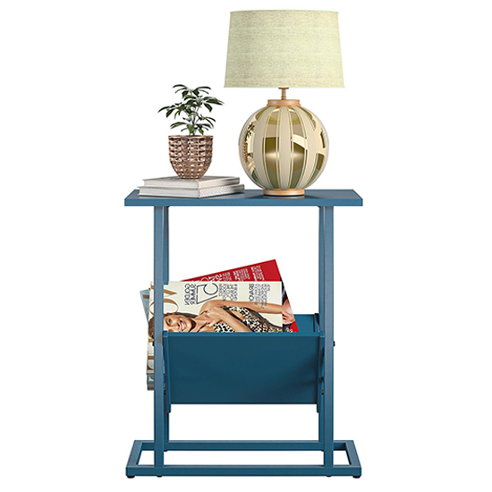 Rockingham Wooden Side Table With Magazine Rack In Blue