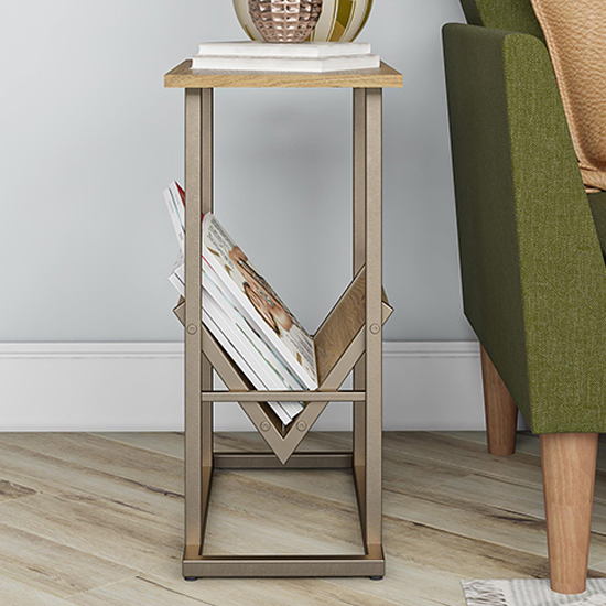 Rockingham Wooden Side Table With Magazine Rack In Walnut