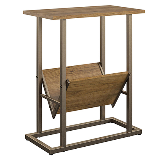 Rockingham Wooden Side Table With Magazine Rack In Walnut