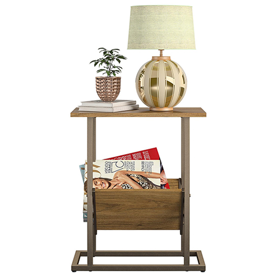 Rockingham Wooden Side Table With Magazine Rack In Walnut