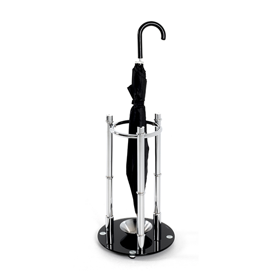 Rockland Metal Umbrella Stand In Chrome With Black Glass Base_2