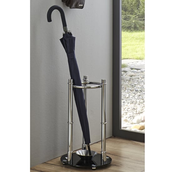 Rockland Metal Umbrella Stand In Chrome With Black Glass Base_1