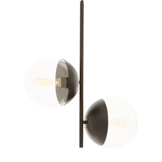 Rocklin 2 Lights Clear Glass Shade Pendant Light In Black
