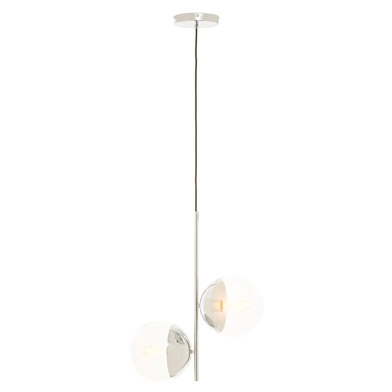 Rocklin 2 Lights Clear Glass Shade Pendant Light In Chrome