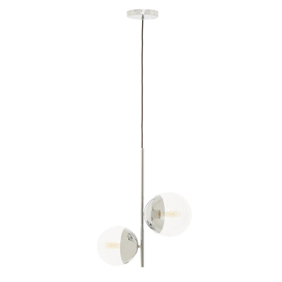Photo of Rocklin 2 lights clear glass shade pendant light in chrome