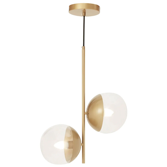 Rocklin 2 Lights Clear Glass Shade Pendant Light In Gold