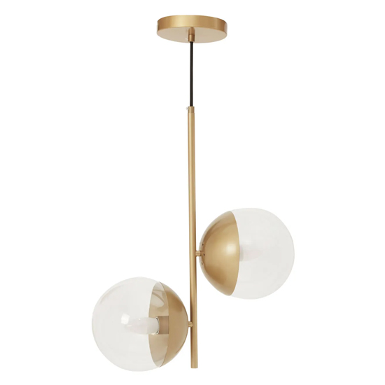 Product photograph of Rocklin 2 Lights Clear Glass Shade Pendant Light In Gold from Furniture in Fashion