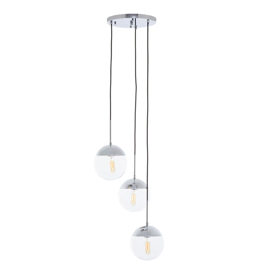 Rocklin 3 Lights Clear Glass Shade Pendant Light In Chrome