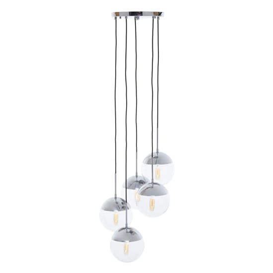 Rocklin 5 Lights Clear Glass Shade Pendant Light In Chrome