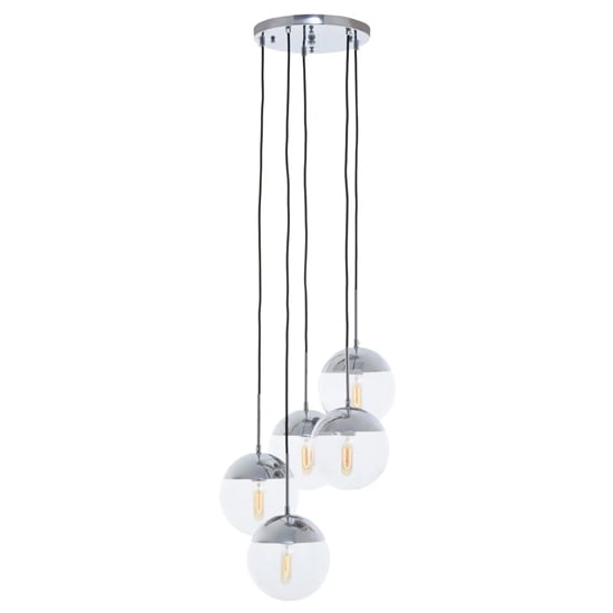 Rocklin 5 Lights Clear Glass Shade Pendant Light In Chrome