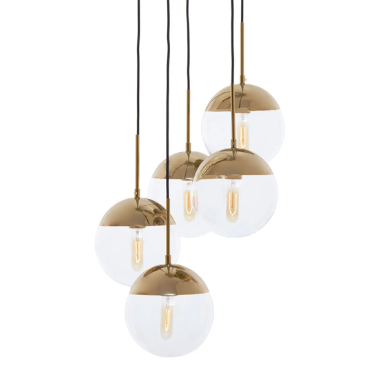 Rocklin 5 Lights Clear Glass Shade Pendant Light In Gold