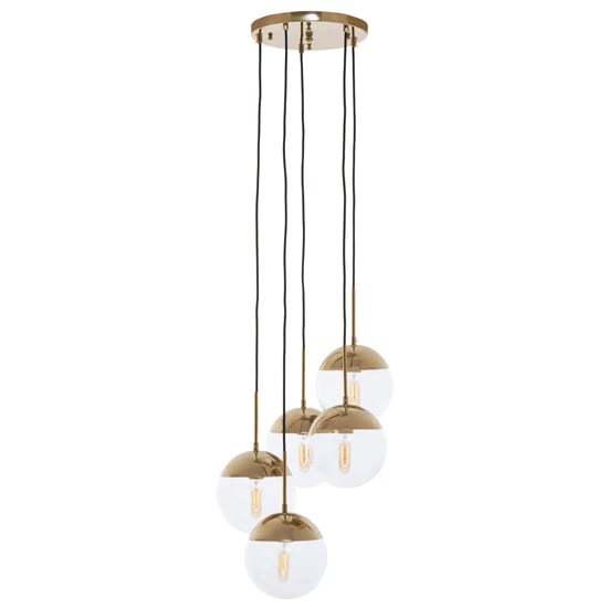Read more about Rocklin 5 lights clear glass shade pendant light in gold