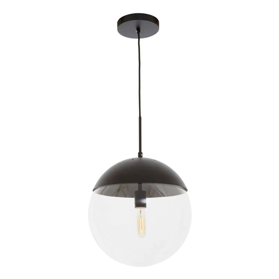 Rocklin Clear Glass Shade Pendant Ceiling Light In Black