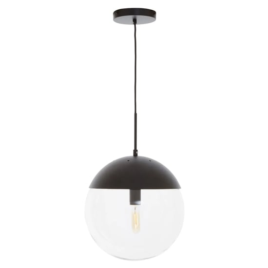 Product photograph of Rocklin Clear Glass Shade Pendant Ceiling Light In Black from Furniture in Fashion