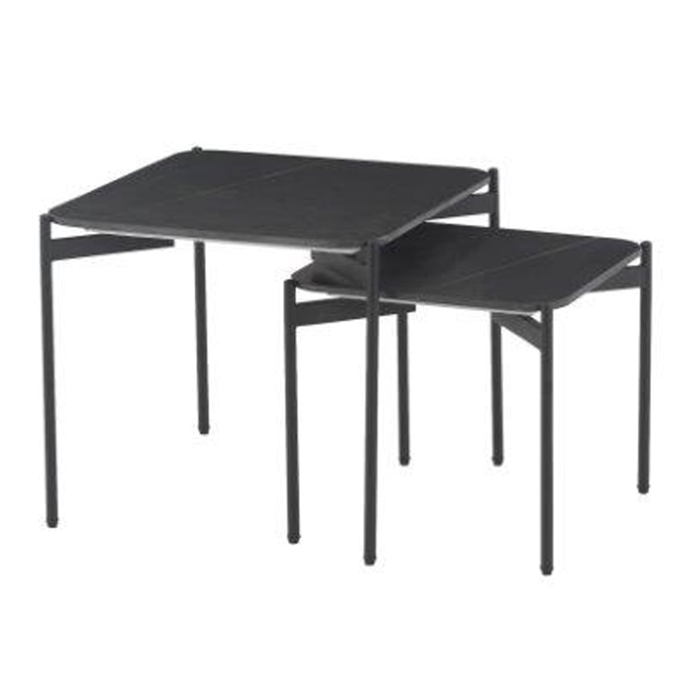 Rockton Black Ceramic Nest Of 2 Tables With Metal Legs