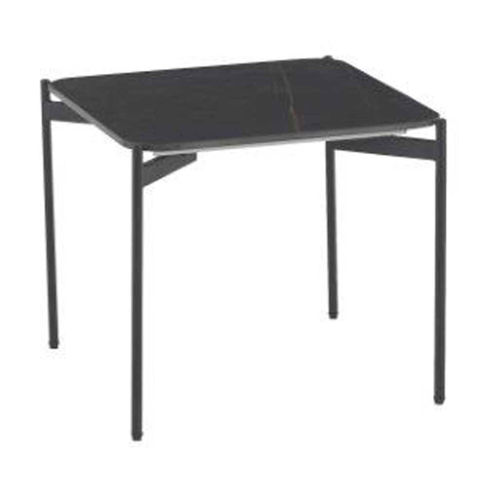 Rockton Black Ceramic Square End Table With Metal Legs