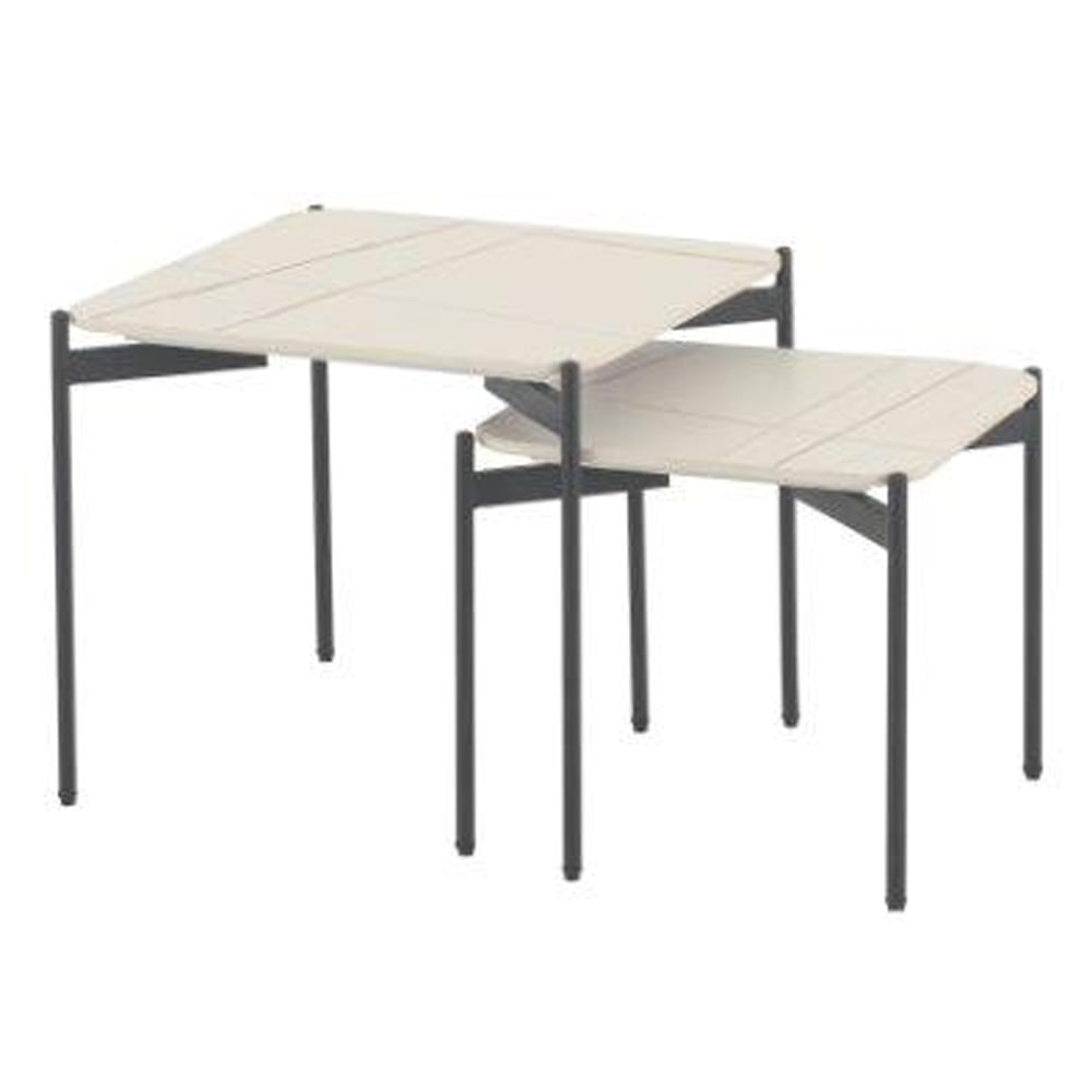 Rockton White Ceramic Nest Of 2 Tables With Metal Legs