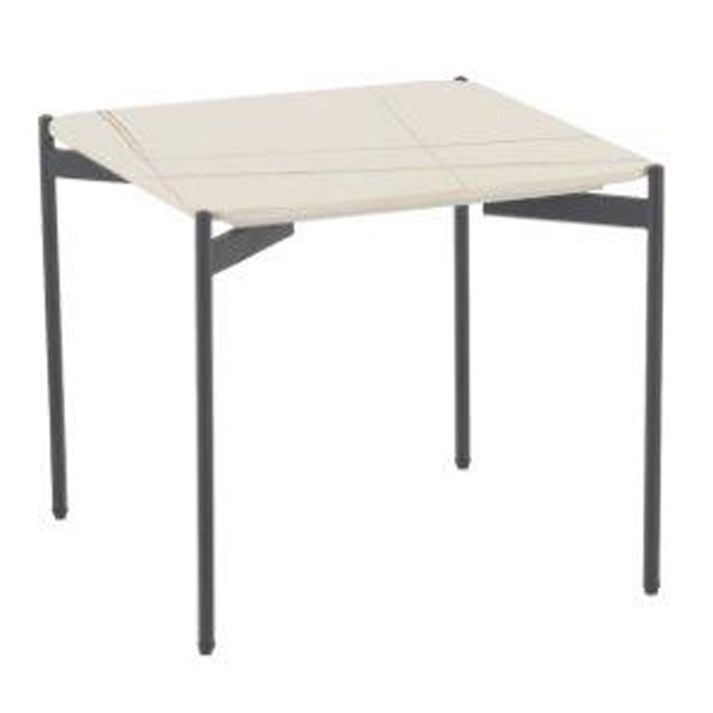 Rockton White Ceramic Square End Table With Metal Legs