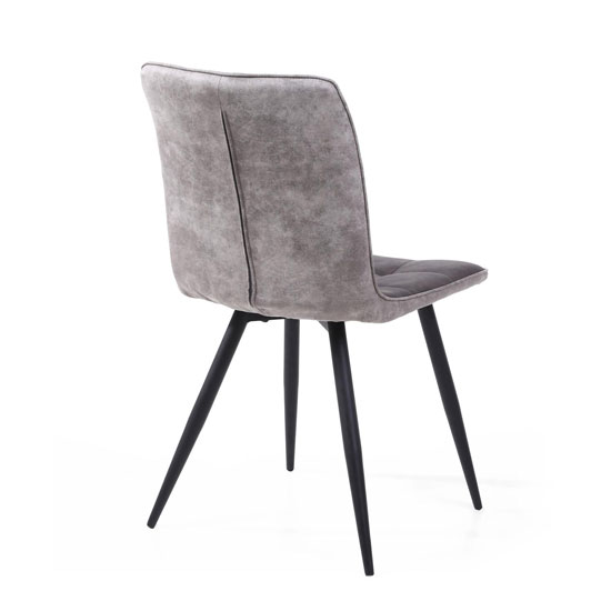 Rizhao Dark Grey Fabric Dining Chairs With Black Legs In Pair
