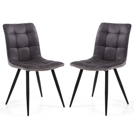 Read more about Rizhao dark grey suede effect dining chair in a pair