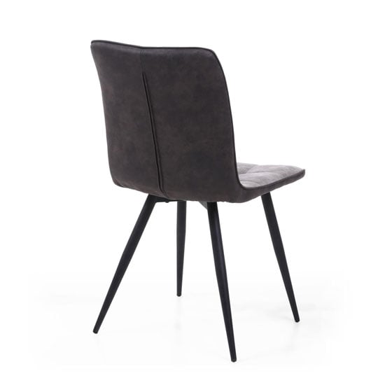 Rizhao Light Grey Fabric Dining Chairs With Black Legs In Pair