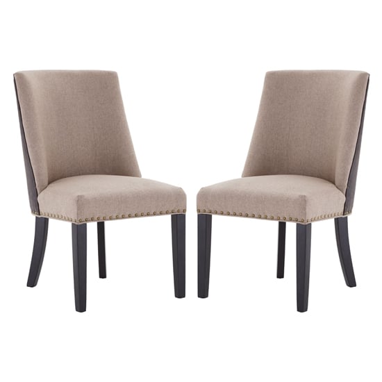 Product photograph of Rodik Beige Fabric Upholstered Dining Chairs In Pair from Furniture in Fashion