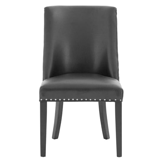 Rodik Black Faux Leather Dining Chairs In Pair