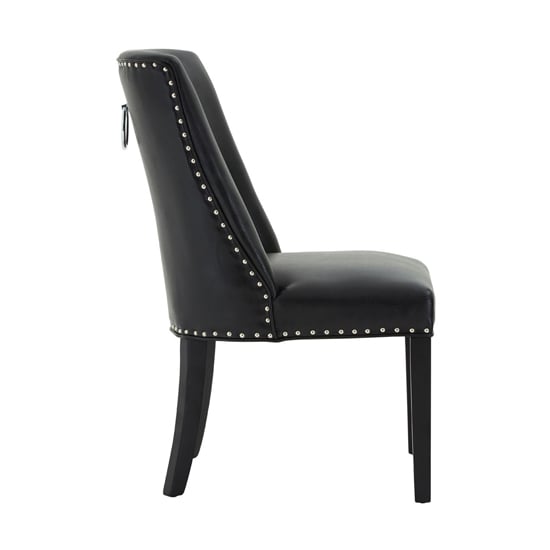 Rodik Black Faux Leather Dining Chairs In Pair
