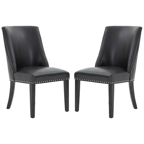 Photo of Rodik black faux leather dining chairs in pair