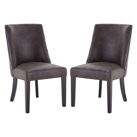Rodik Grey Faux Leather Dining Chairs In Pair FiF