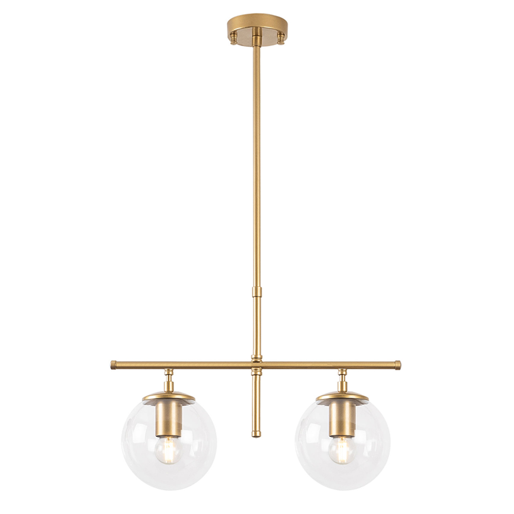 roe 2 light metal ceiling pendant light in gold and clear-image-133431