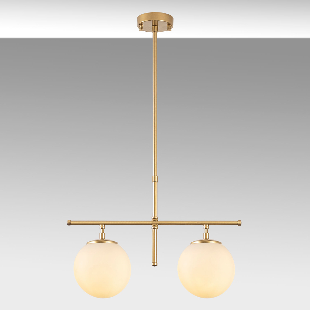 Roe 2 Light Metal Ceiling Pendant Light in Gold and White