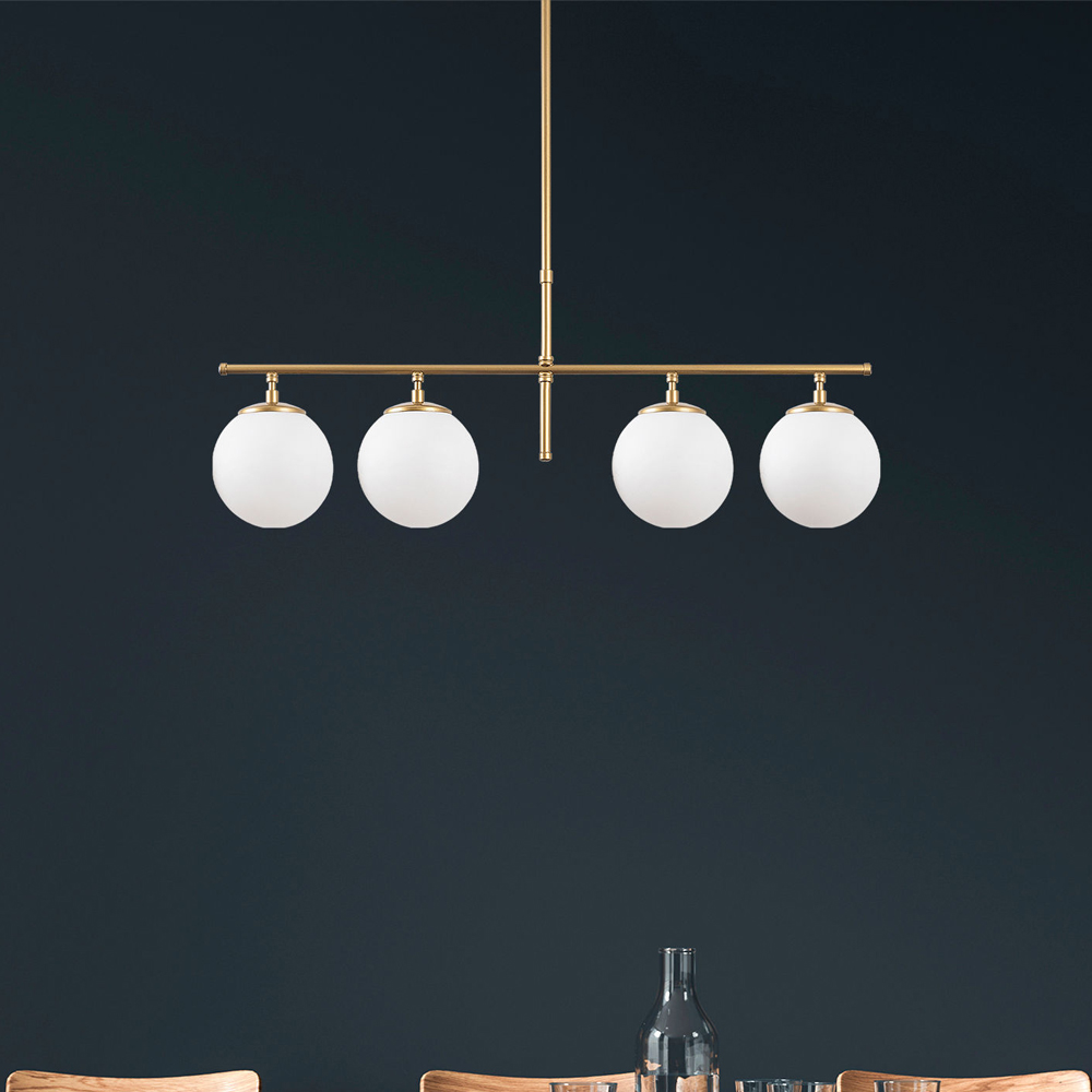 Roe 4 Light Metal Ceiling Pendant Light in Gold and White