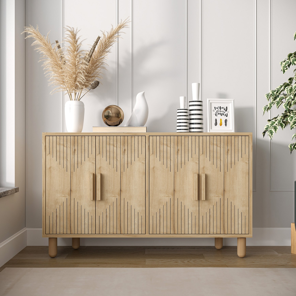 Roger Wooden Sideboard with 4 Doors in Sapphire Oak