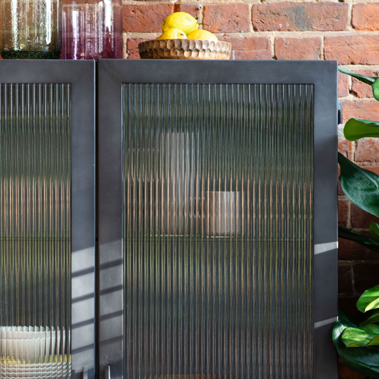 Rolla Metal Display Cabinet With 2 Doors 2 Drawers In Dark Grey
