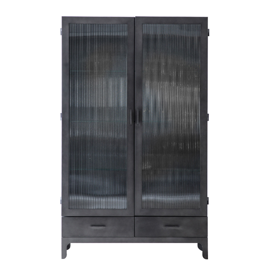 Rolla Metal Display Cabinet With 2 Doors 2 Drawers In Dark Grey