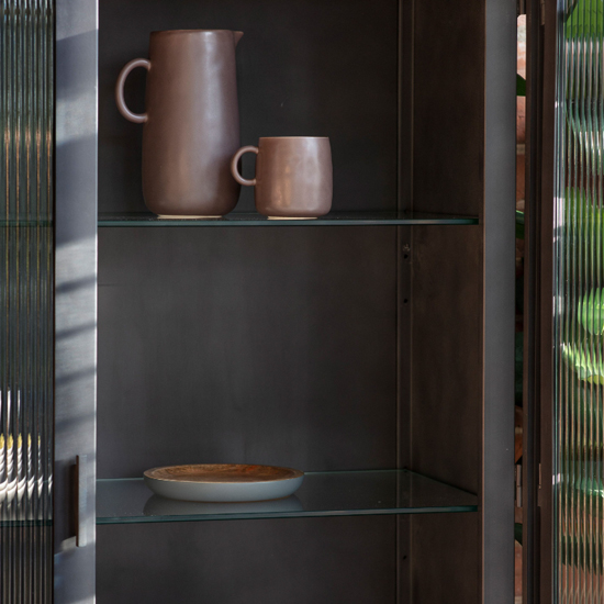 Rolla Metal Display Cabinet With 2 Doors 2 Drawers In Dark Grey