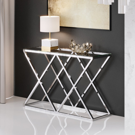 Glass Console Table With Silver Legs Glass Designs