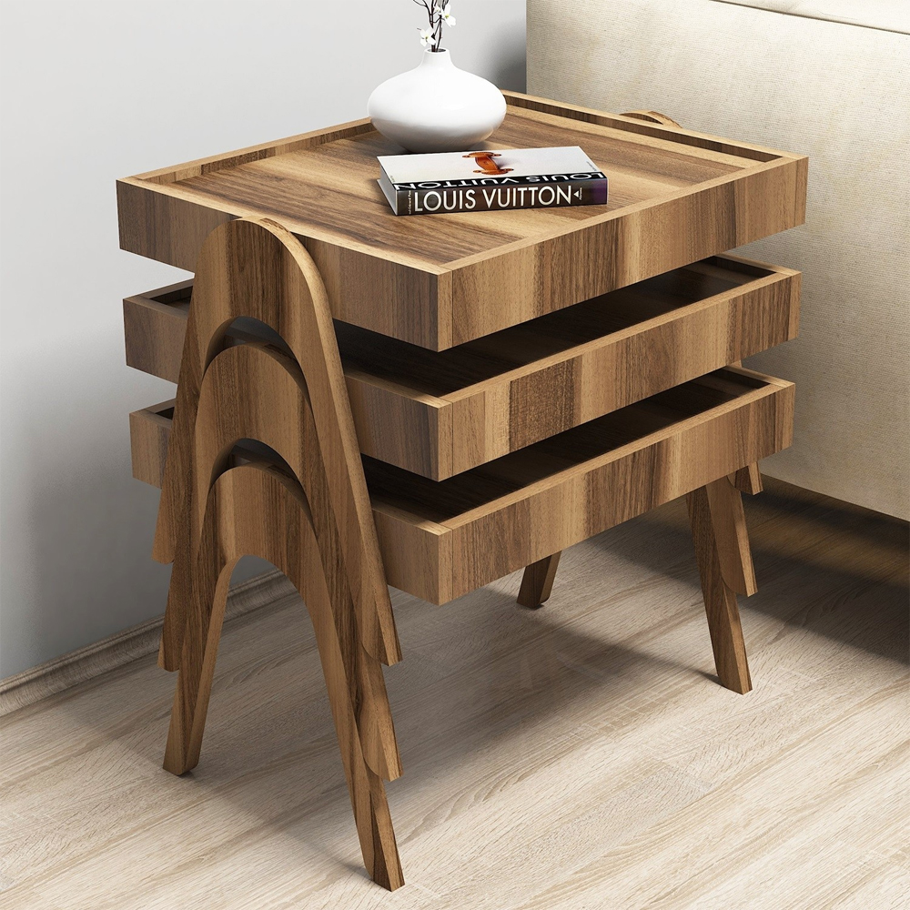 Roma Wooden Nesting Side Table in Walnut