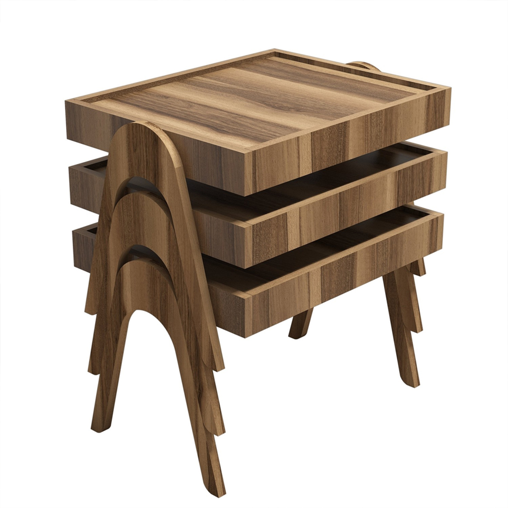 Roma Wooden Nesting Side Table in Walnut