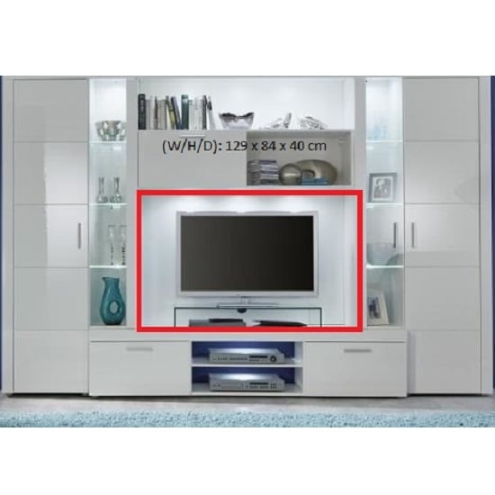 Roma Entertainment Unit White With High Gloss Fronts And LED Lights