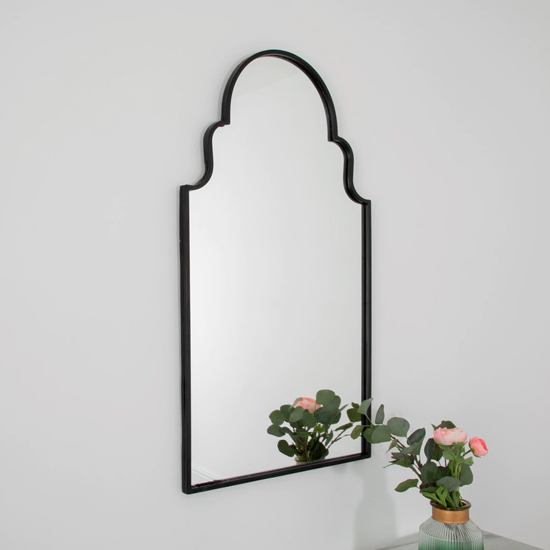 Product photograph of Roman Window Design Wall Mirror In Black Frame from Furniture in Fashion