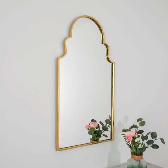 Read more about Roman window design wall mirror in gold metal frame