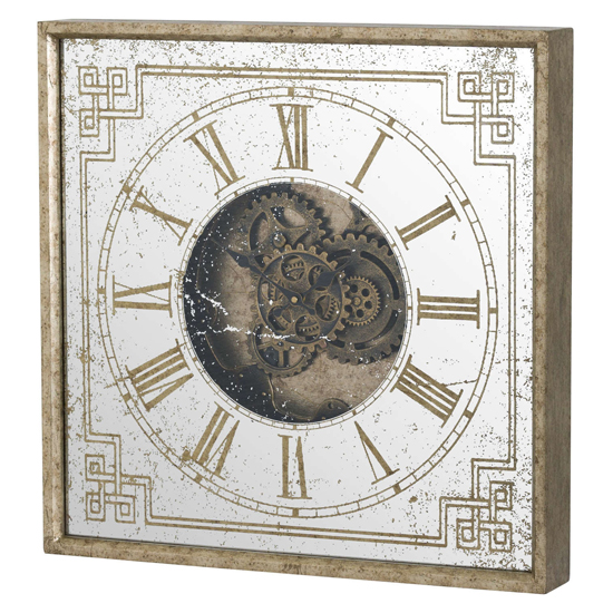 Romanian Square Mirrored Wall Clock In Gold