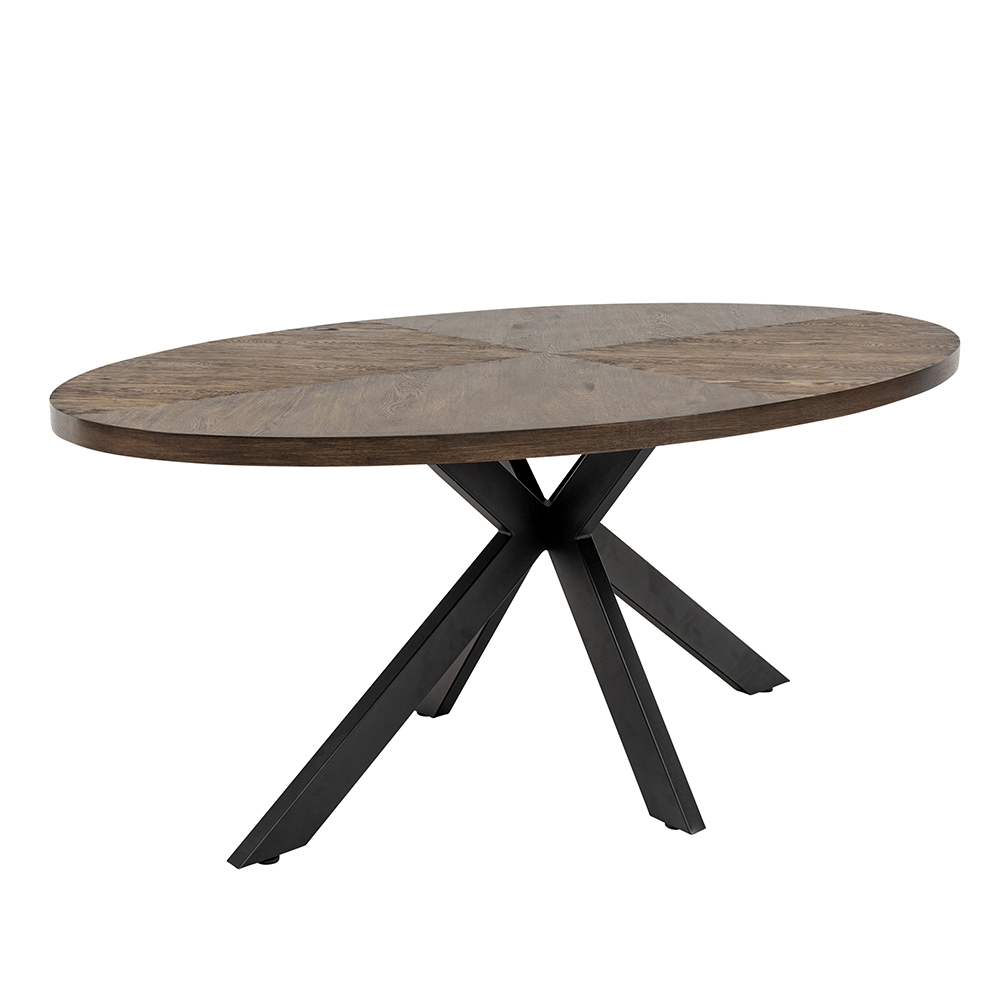 Romano Oval Oak Veneer Dining Table in Dark Oak