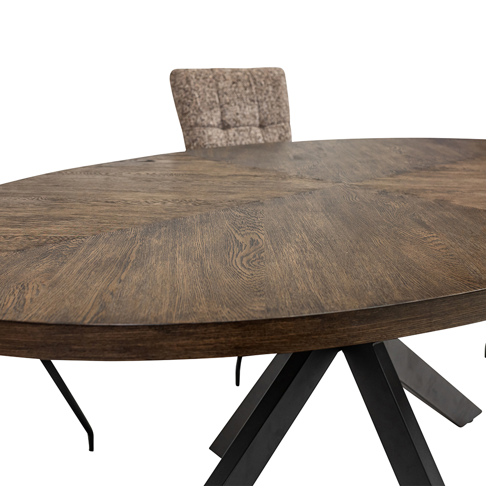 Romano Oval Oak Veneer Dining Table in Dark Oak