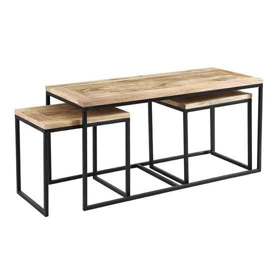 Romarin John Long Coffee Table Set In Reclaimed Wood
