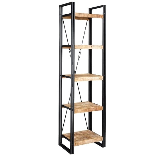 Photo of Clio slim bookcase in reclaimed wood and metal frame