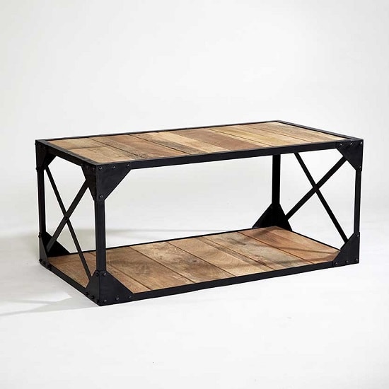 Romarin Coffee Table In Reclaimed Wood And Metal Frame